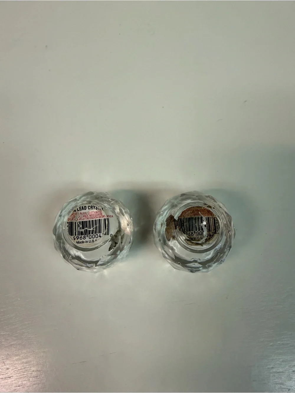 Pair of Mini Ball Orb Shaped Tapered Candle Holders 24% Lead Crystal Made in USA